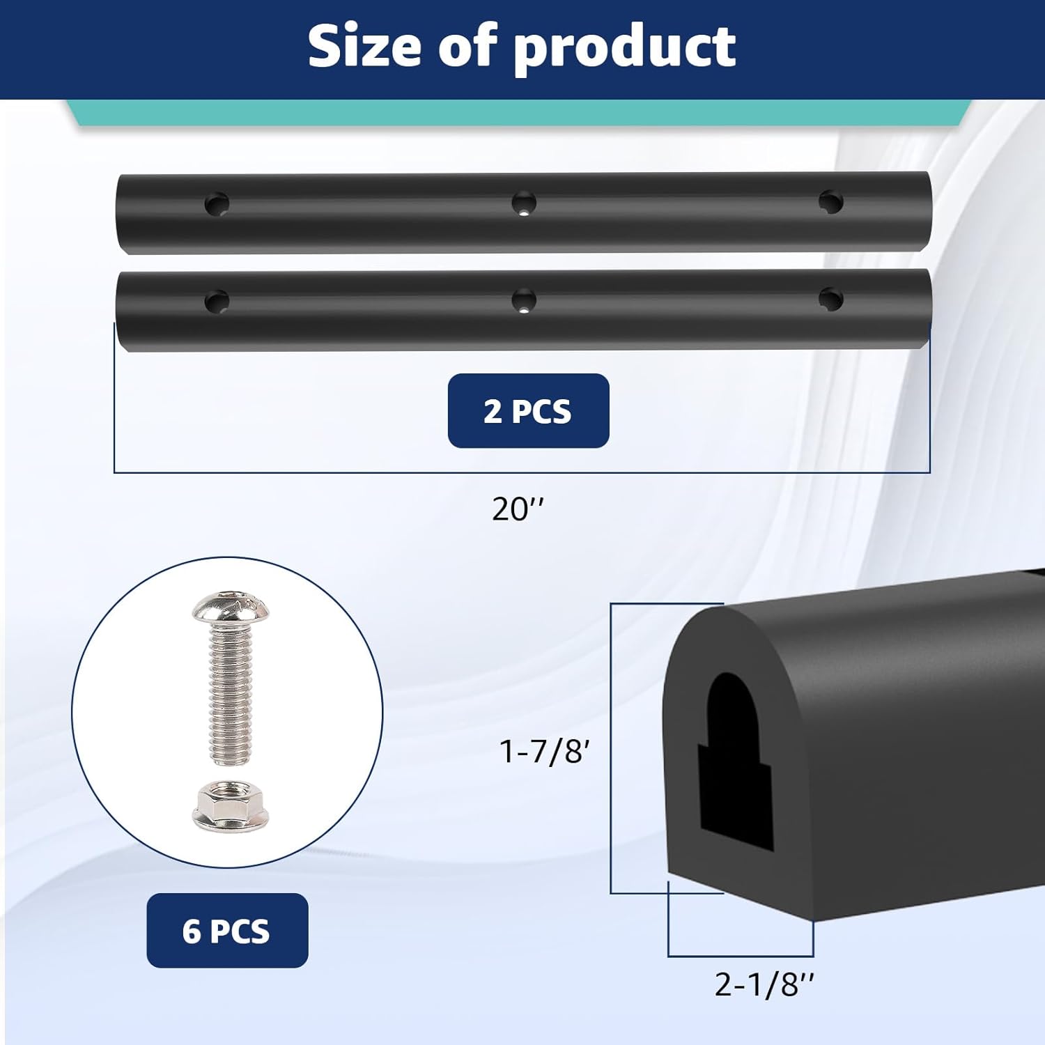 2090616-2 20-Inch Rubber Bumper Guard Protector Strips 2PCS Loading Dock Protector & Rear Fender Pad Bump Stop for Trucks Vans Trailers with Install Screws