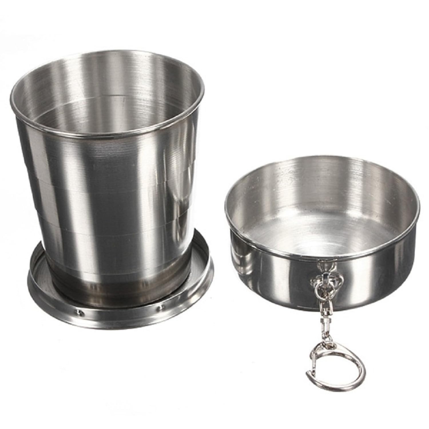 Small Foldable Glass Compact Portable Folding Stainless Steel Travel Mug - 120ml Water Cup with Hanging Chain for Camping, Hiking & Outdoor Adventures.-picture-15