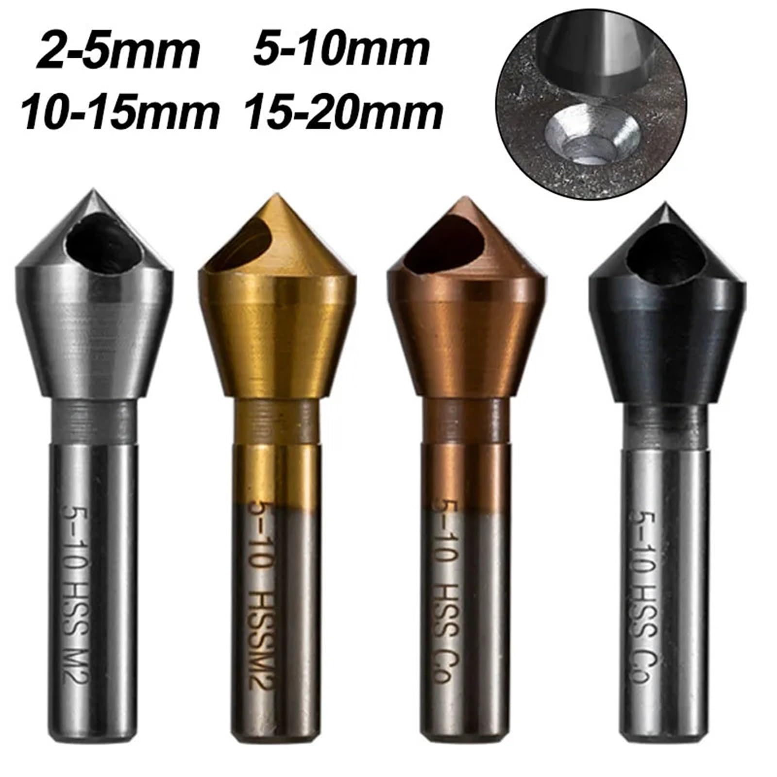 Wiertło stożkowe HSS M2 M35 Cobalt 90 stopni narzędzie do wycinania otworów fazowanych do żelaza, aluminium, stali nierdzewnej, blachy(M35 Cobalt,15-20mm)