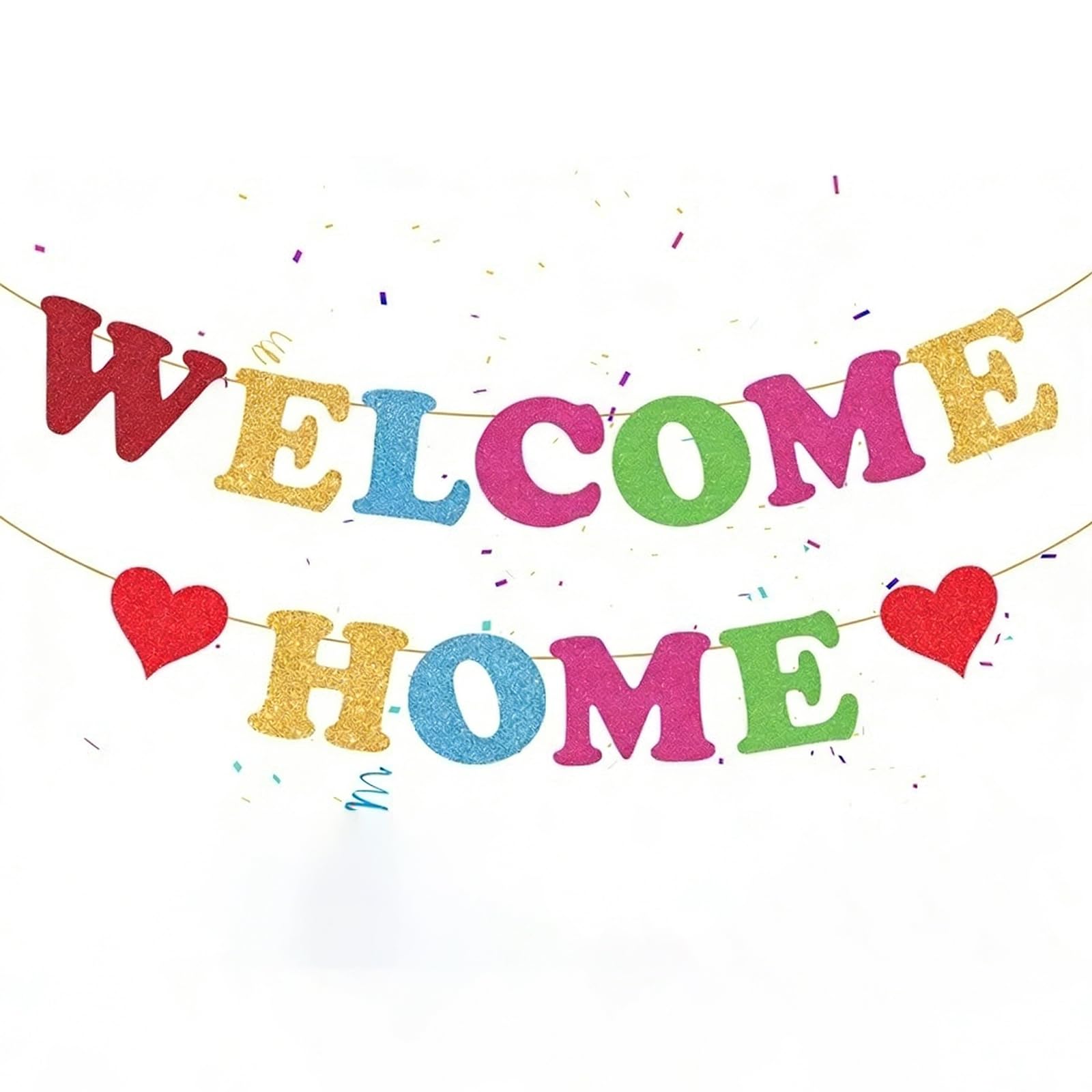 Colorful Welcome Home Banner - Durable Glitter Party Decor for Family Gatherings, Housewarming, Retirement Celebrations (2m Length)