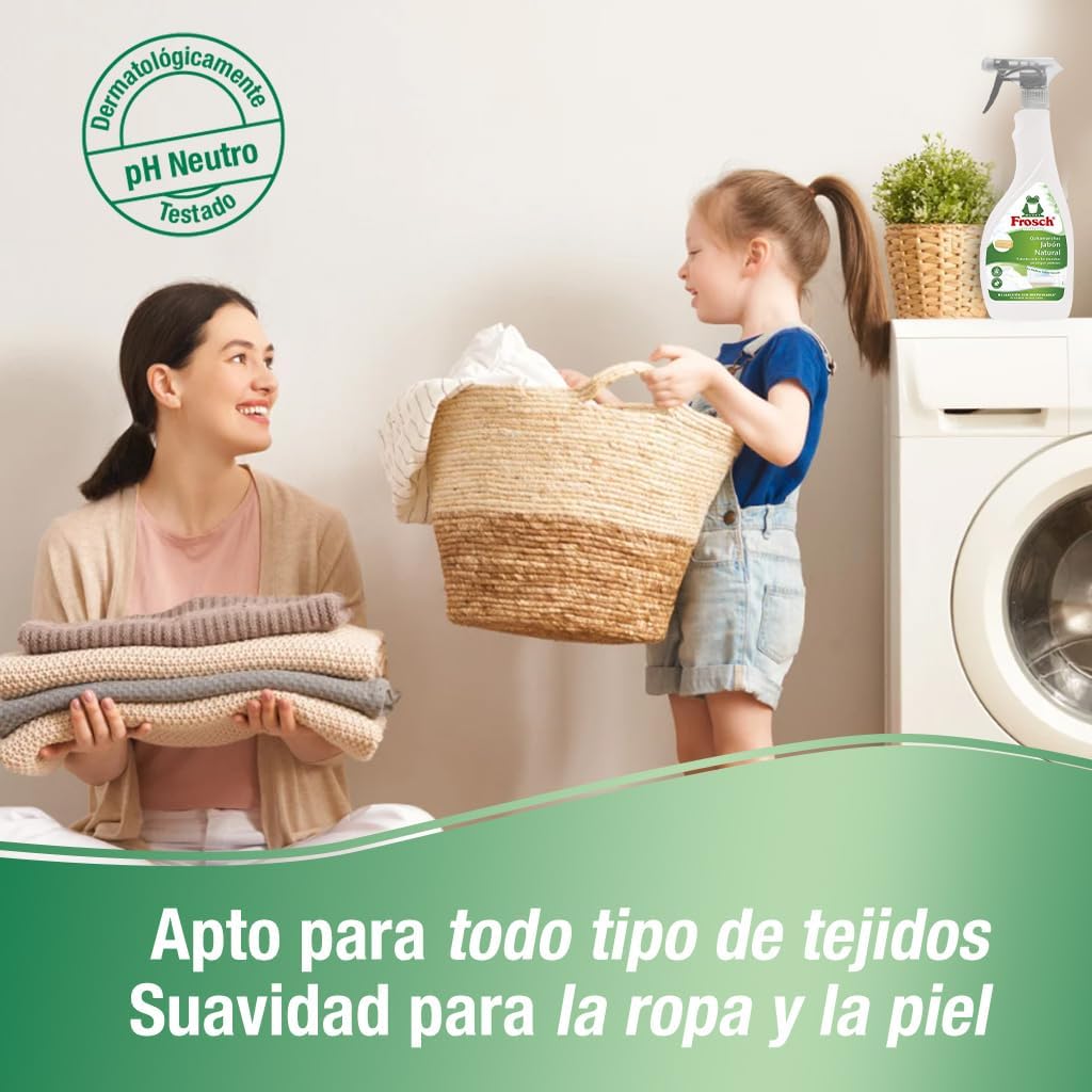 Frosch Quitamanchas Ropa 500ml - Spray Quitamanchas Textil Natural para Manchas Difíciles - Sin Microplásticos - Para Ropa Blanca y Color - Imagen 5