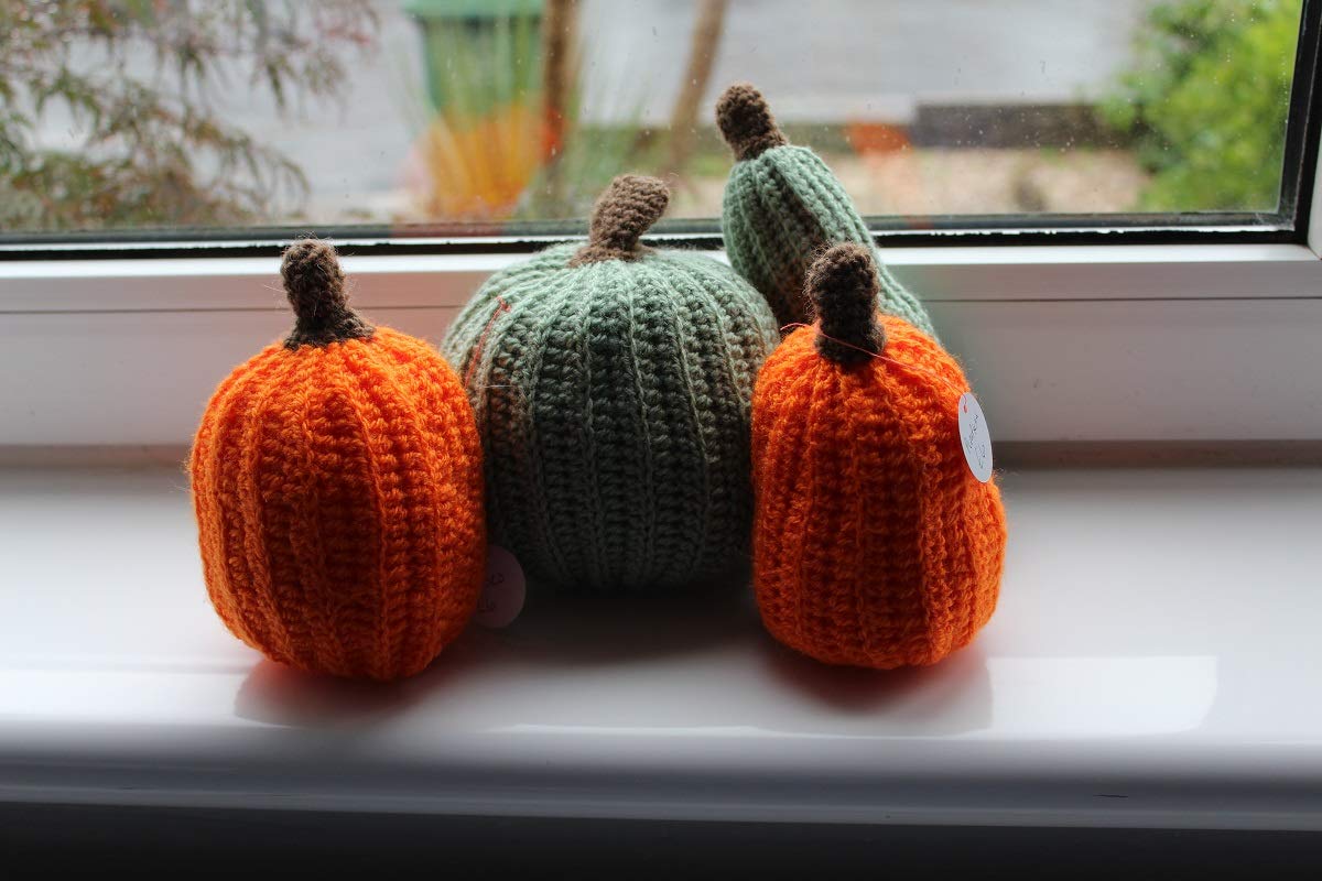 Unique hand crocheted set of 4 pumkins & gourds