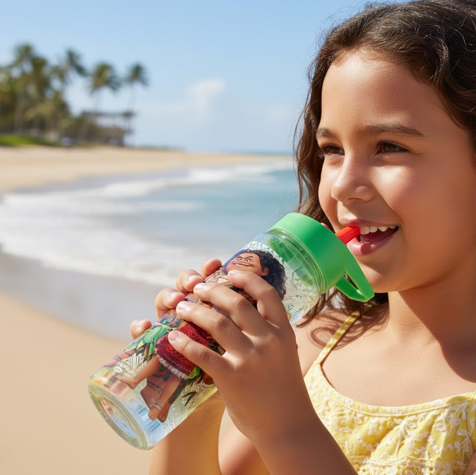Image of Gluman Water Bottle for Kids | Disney Moana Ninos 700 ml Sipper Bottle with Flip-Top Closure | Kids Sipper School Water Bottle | Picnic Bottle | Food Grade | School Bottle for Boys | Leakproof