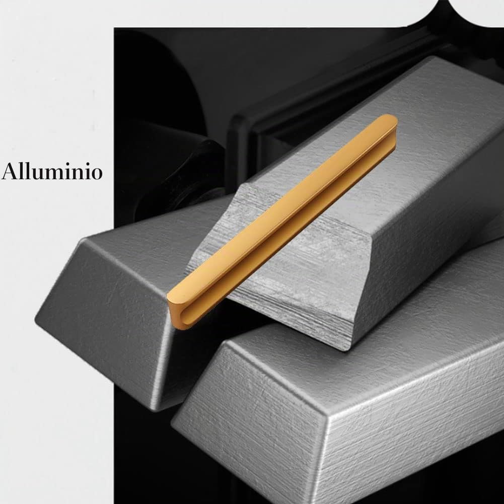 Maniglie per mobili da 600 mm - Lunghe maniglie dorate in alluminio - Maniglie per ante di armadio in ottone di alta qualità - Maniglia per cassetti a forma di I con viti per cucina, bagno