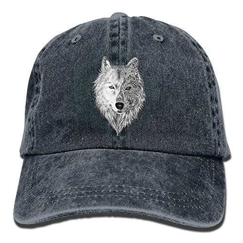 Hoswee Unisex Kappe/Baseballkappe, Big Wolf Head Denim Baseball Caps Hat Adjustable Cotton Sport Strap Cap For Men Women