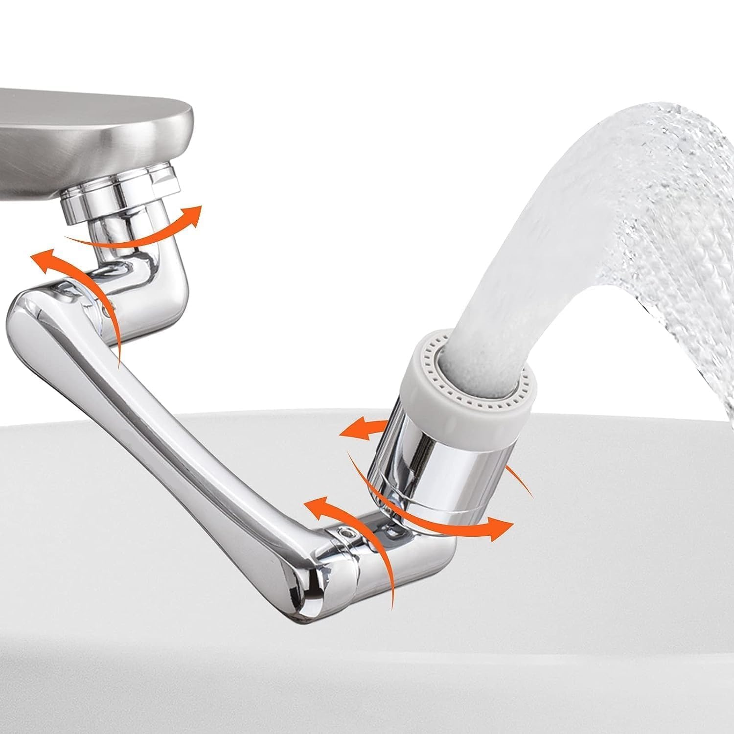 1080° Rotating Faucet Extender–Universal Plastic Robotic Arm Water Nozzle Adaptor Large-Angle Splash-Proof Sink Faucet Attachment Flexible Swivel Tap Fitter for Face, Washing (1pc).-image-28