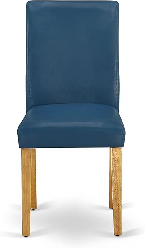 Miniatura 12 de East West Furniture ANAB5-OAK-55 - Juego de mesa de comedor de 5 piezas, incluye una mesa de cocina redonda con pedestal y 4 sillas Parson tapizadas