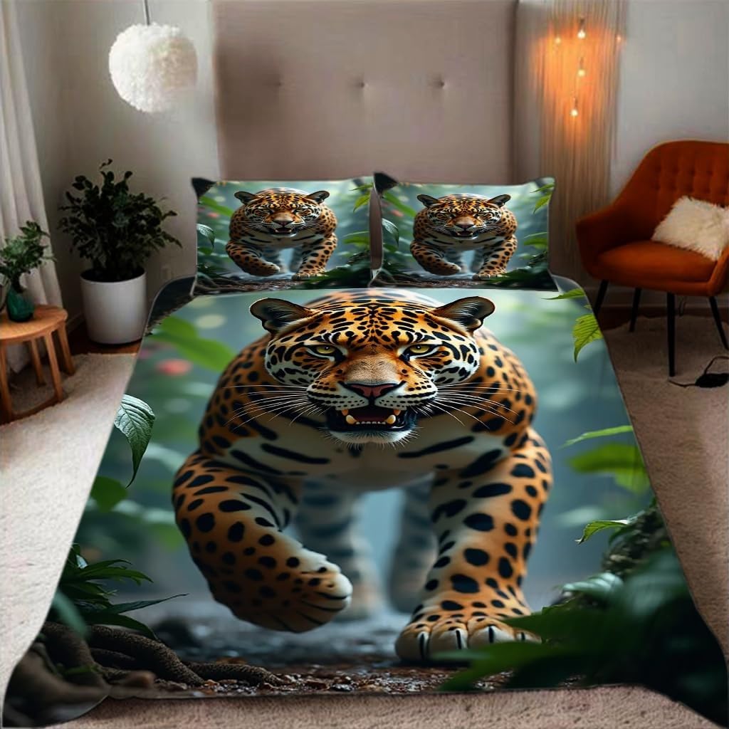 Housse de couette 2 personnes en microfibre imprimée avec fermeture éclair pratique au quotidien