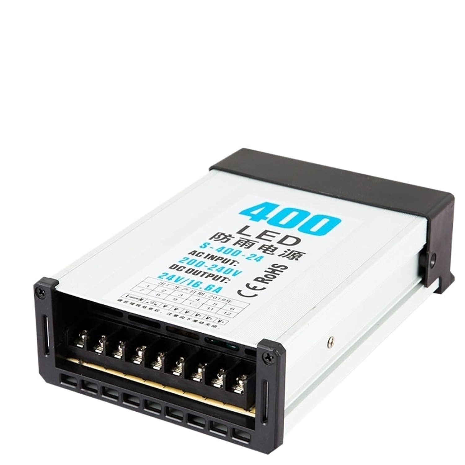 60W 120W 200W 400W Rainproof Switching Power Supply AC/DC 12V 24V Outdoor SMPS Transformer LED Lighting Courtyard Advertising(24V 16.6A 400W)