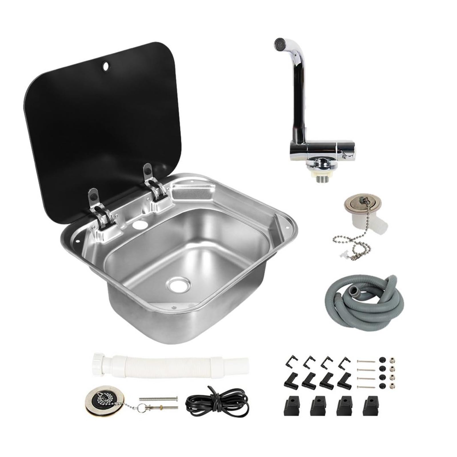 Lavello for camper Lavello da cucina pieghevole in acciaio inossidabile Accessori flessibili for camper Lavelli da bar durevoli for rimorchio da viaggio Camper Bar Accessori per camper, roulotte e cam