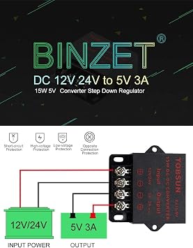 DC Converter Step Down Regulator Regulated Power Supplies Transformer Converter, 12V / 24V to 5V 3A 15W / 5V 10A 50W / 12V 5A 60W