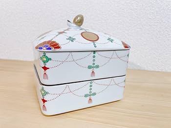 ★新品未使用　超美品★ 錦日輪赤玉瓔珞文【角二段重】　其泉窯 ☆新品未使用 超美品☆ 錦日輪赤玉瓔珞文【角二段重】 其泉窯