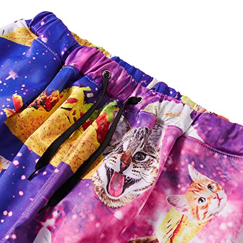 RAISEVERN Unisex Sweatpants Colorful Taco Cat Jogging Pants Cool Sports Trousers with Drawstring for Men &Women Yellow Pink - Thumbnail 5
