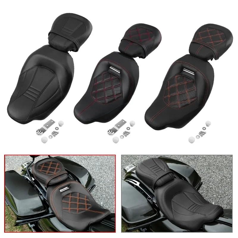 Asiento de motocicleta biplaza Touring con acabados premium y costuras reforzadas