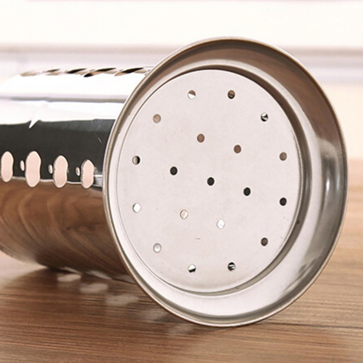 Stainless Steel Chopstick Holder with Drain Holes for Countertop Storage