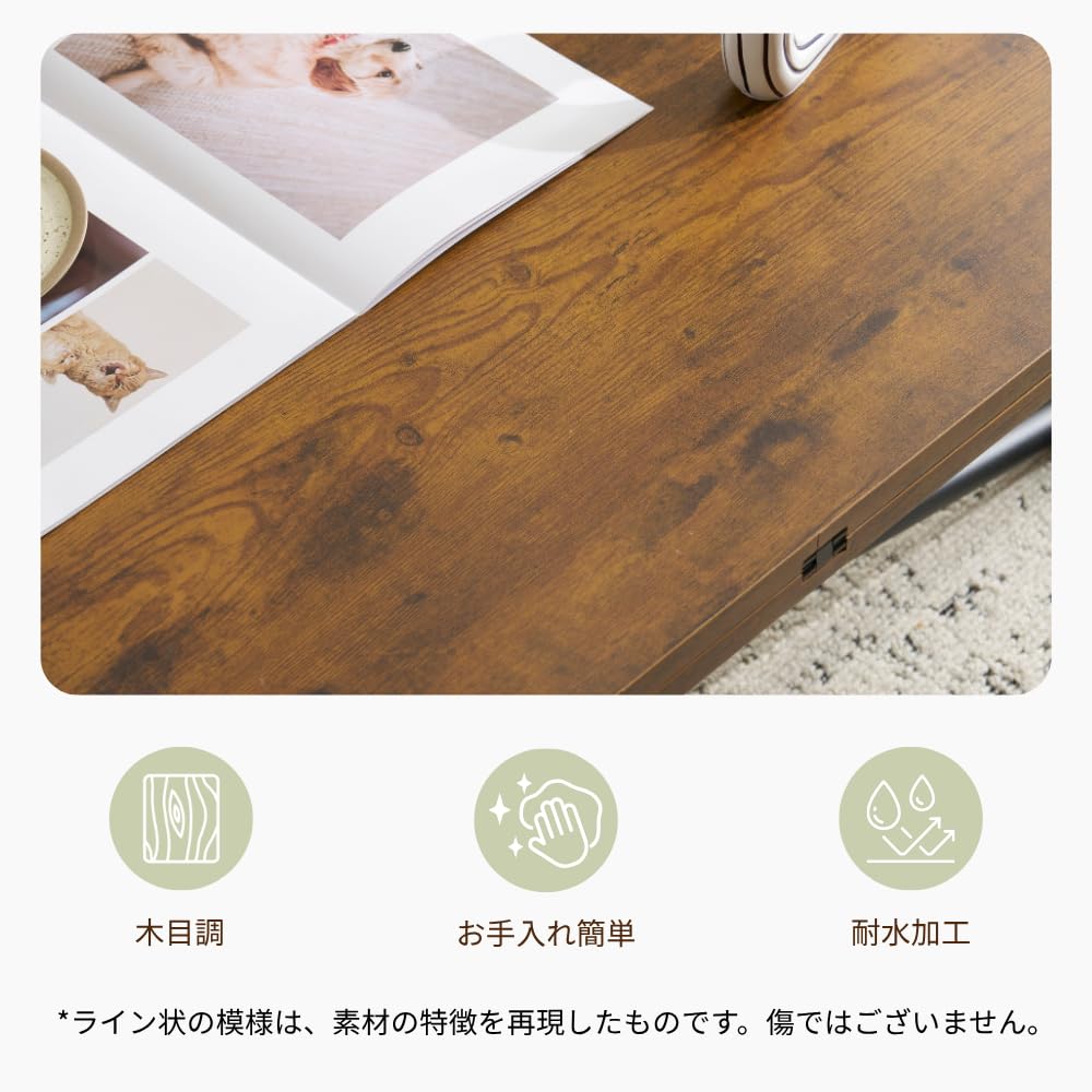 Amazon.co.jp: 天板2倍拡張可能 ガス圧昇降式テーブル 100×50/100cm 高 