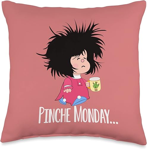Pinche Monday Funny Sleepy Mafalda - Almohada española, 16 x 16 pulgadas, multicolor