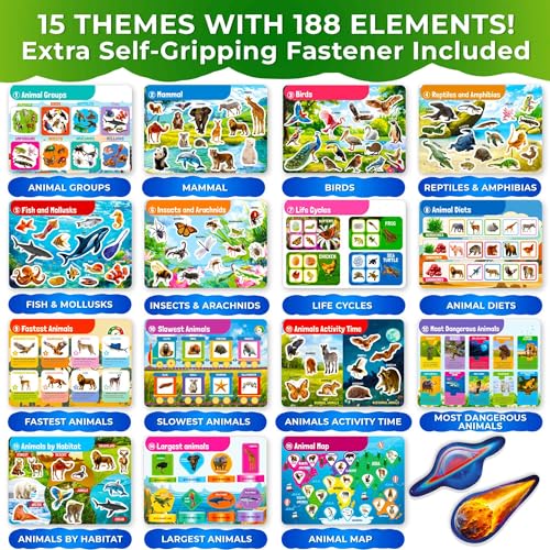 Image of Montessori Busy Book for Kids Ages 4-8 - My Preschool Toddler Busy Book 3-5 | Velcro Pre K Toddler Learning Busy Book for Homeschooling - 15 Kids Educational Animal - 15 Activities with 178 Elements