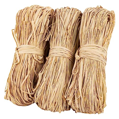 3 cintas de rafia natural de hierba de rafia, paja de rafia Sukh para ramos de floristería, decoración, manualidades, cinta para envolver regalos, cumpleaños, cinta de rafia,