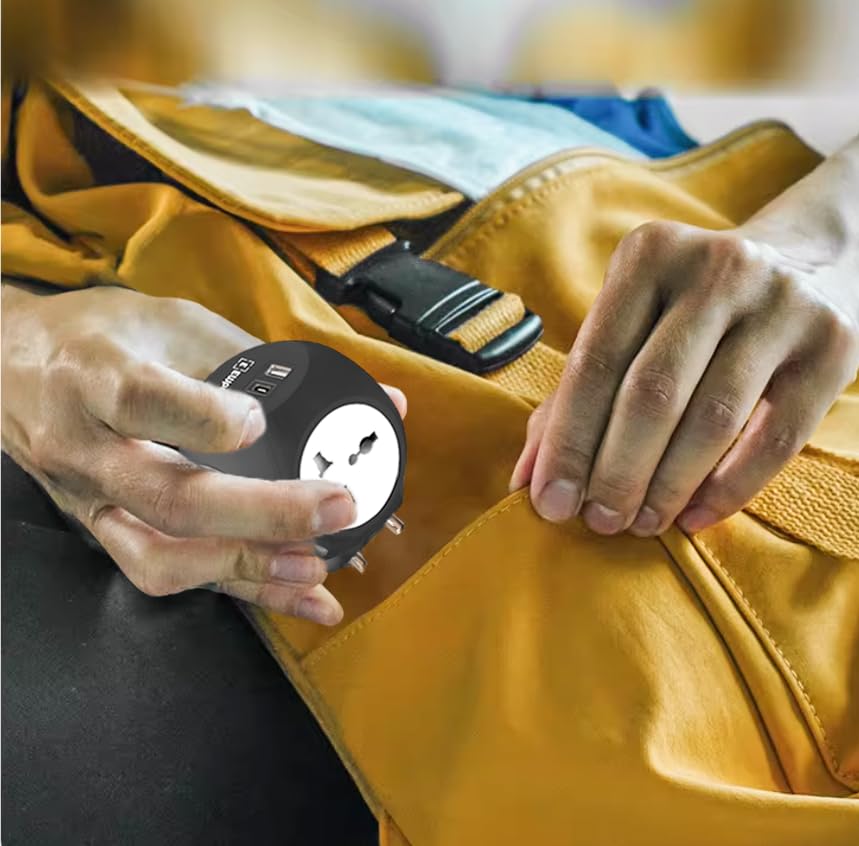 EMBOX Star Cube Multi-Plug Socket with USB Ports (2.4 A) (QC 3.0) Universal Sockets and LED Indicator, Safety Shutter Extension Board, Black - Image 4