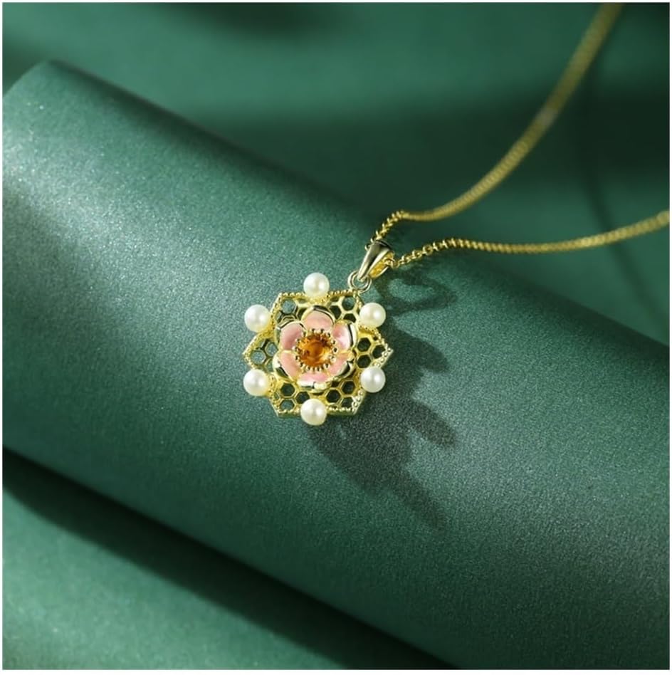 Necklaces For Women, Summer Temperament Six Star Topaz Pearl Hollow Out Female Cute Collar Necklace