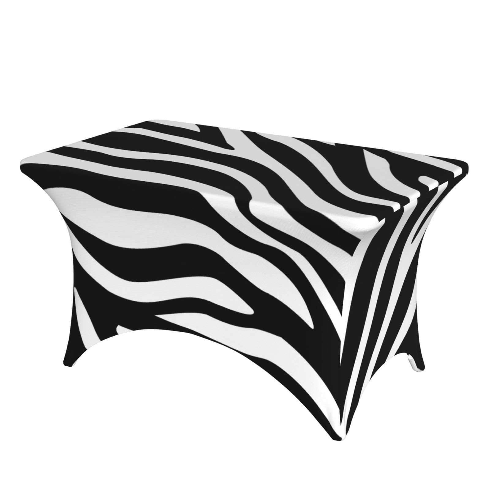 Dcehgew Zebra Print 4Ft Spandex Rectangular Table Cloth, Printed Fitted Elastic Tablecloths Washable Table Cover For Event, Wedding, Banquet & Party