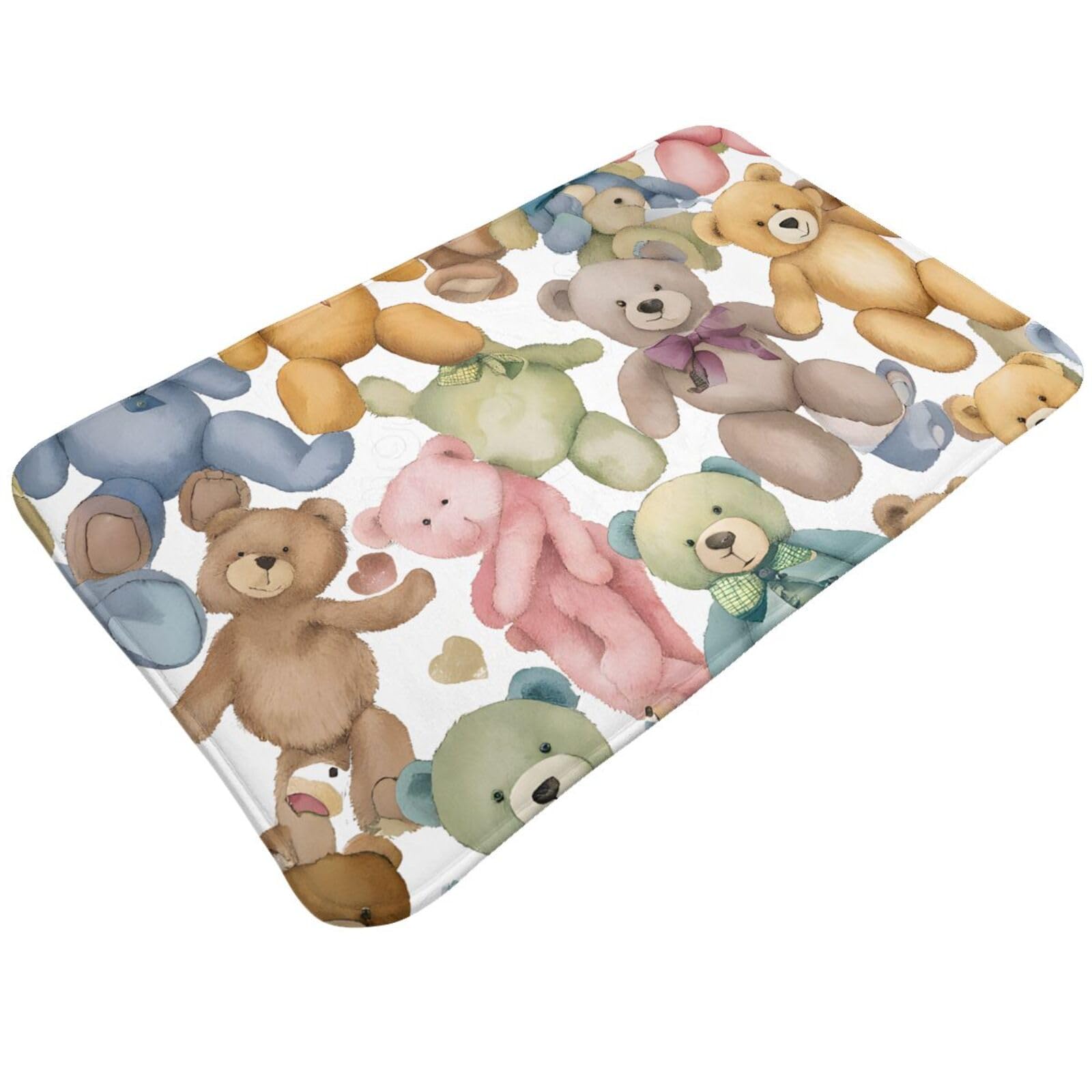 Colorful Bears Print Living Room Bathroom Kitchen Anti Slip and Absorbent Carpet, Indoor Entrance Door Muddy Floor Mat, Ultra Soft Washable Carpet 21x31.5 Inches