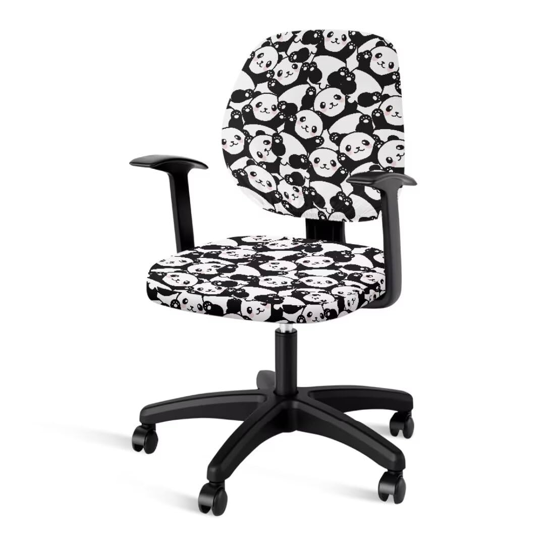 Jeiento Funda para silla de oficina en casa con diseƱo de panda, elƔstica, universal, giratoria, para escritorio, antipolvo, giratoria, regalo para mujeres y niƱas