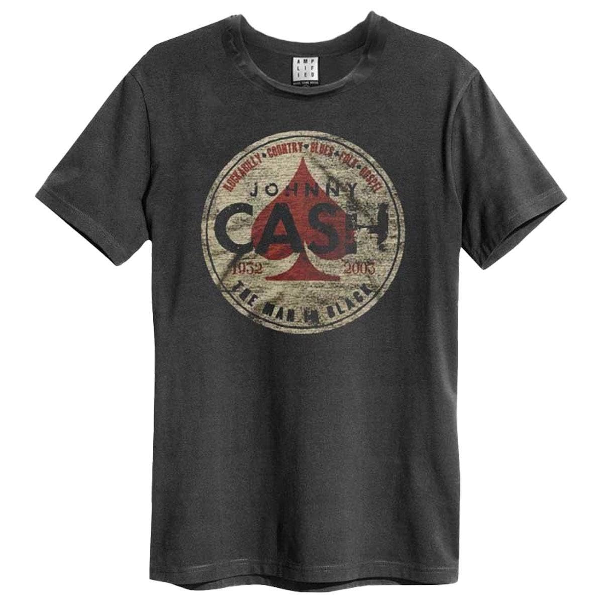Amplified Men's Charcoal - The Man In Black Johnny Cash Adult Unisex T-Shirt, L