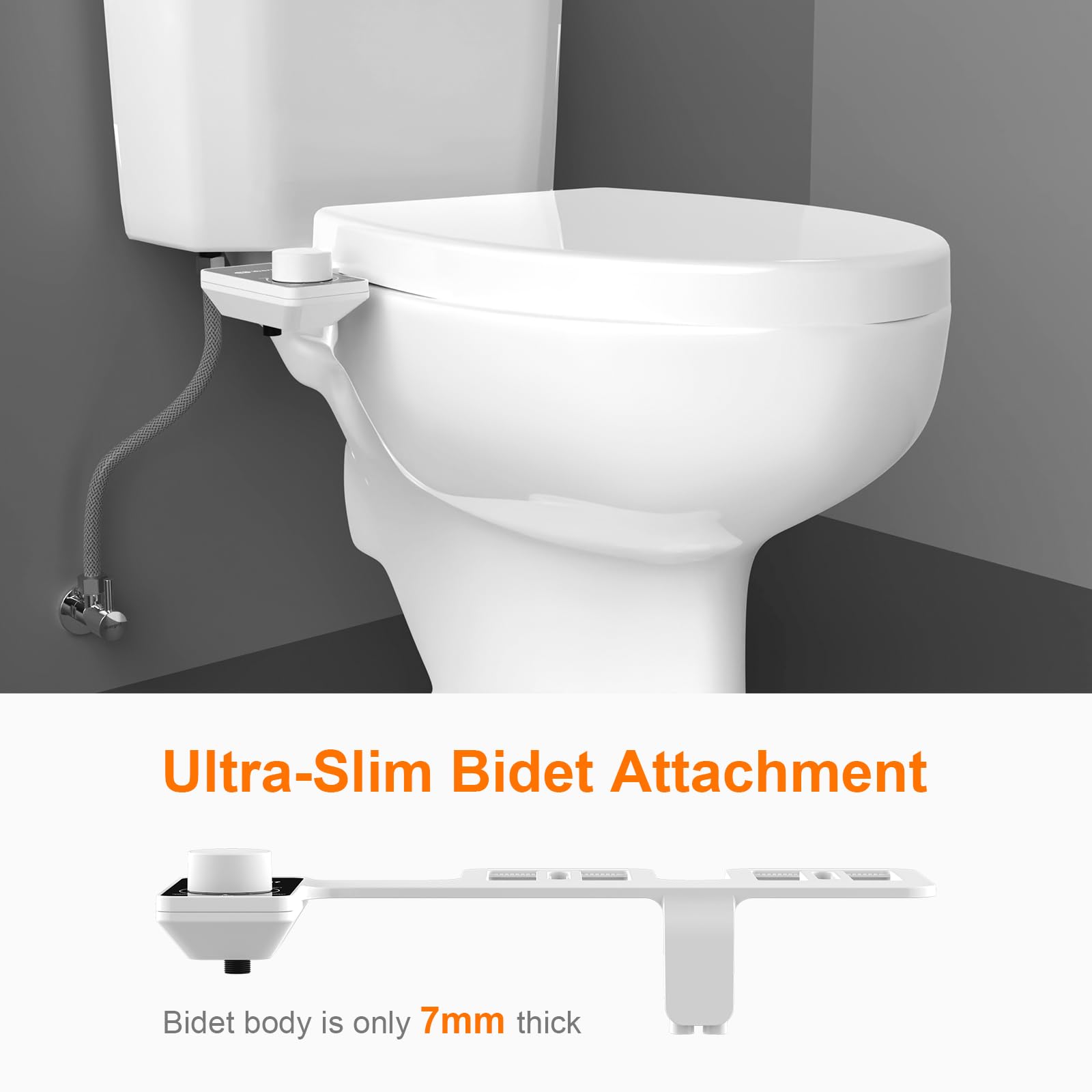 Ibergrif Toilette Japonaise non Électrique, Bidet Toilette WC Ultra Fin avec Double Buses Rétractables Autonettoyantes, Lave Fesses WC Pression d'Eau Réglable, Nettoyage Avant et Arrière