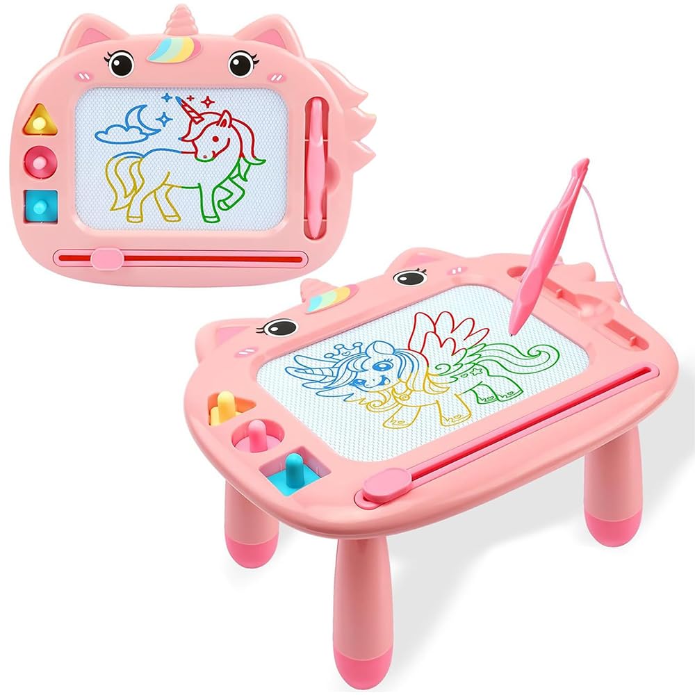 YANGUN Magnetic Drawing Board, 2 year old girl toys, Preschool Educational Learning Doodle Pad for Kids Baby Toddlers Age 1-3 - Pink