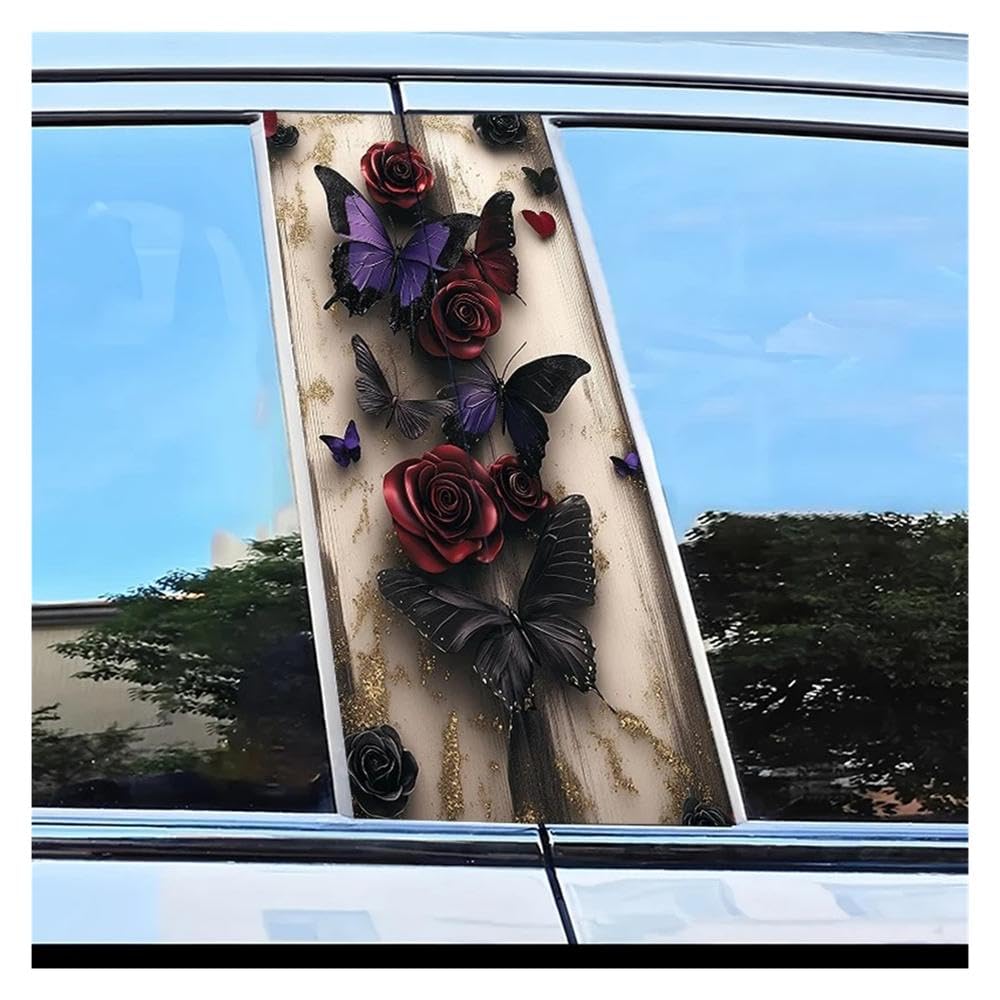 Autocollants protection contre les rayures de porte voiture papillons et roses