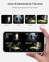 Vista 2 de Solar Security Cameras Wireless Outdoor 4 Pack, 3MP Security Cameras Wireless Outdoor, Pan Tilt 360°WiFi Camera with Color Night Vision/PIR