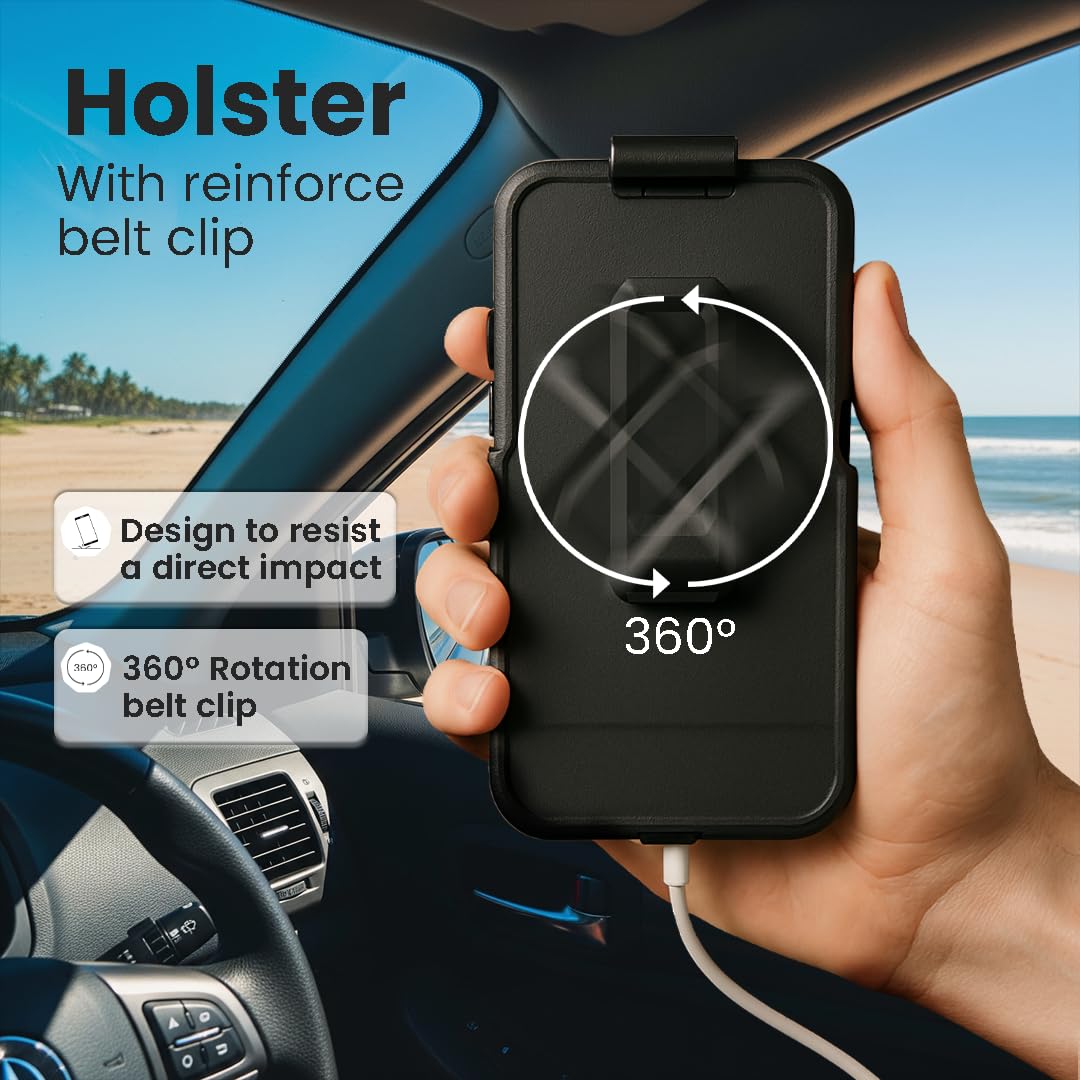 MOTIVE For IPhone 17 Pro Max Case With Belt Clip, Waterproof Full Body 360 Protection Built In Screen Protector Wireless Charging Compatible With Iphone 17 Pro Max Holster Case 69 Black - View #10