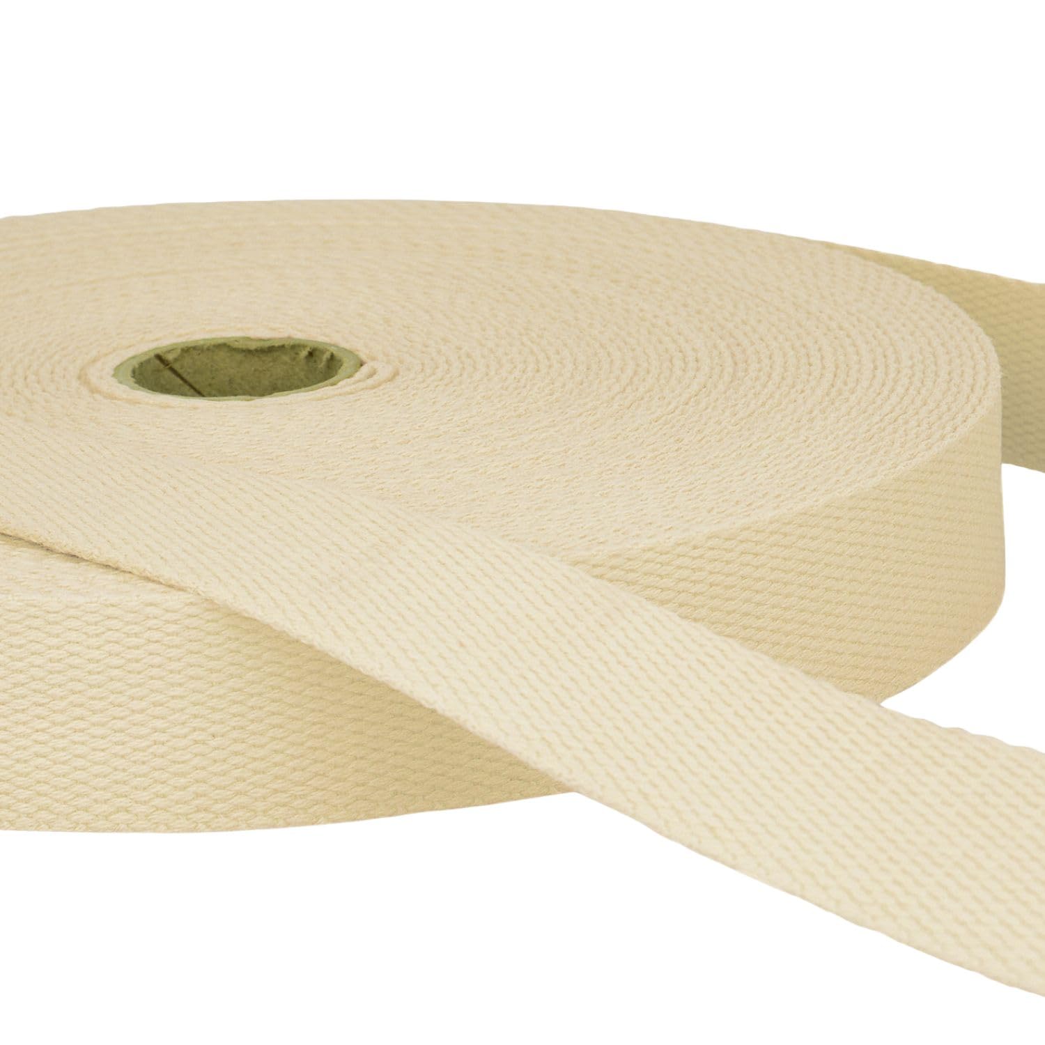 5 Metres Cream Heavy Duty Cotton Webbing, 25mm Wide Strong Thick Firm Strap, Machine Washable 30°C, Perfect for Bag Handles, Tote Straps, Belts, Pet Leads, Repairs & Crafts by Giddy Square