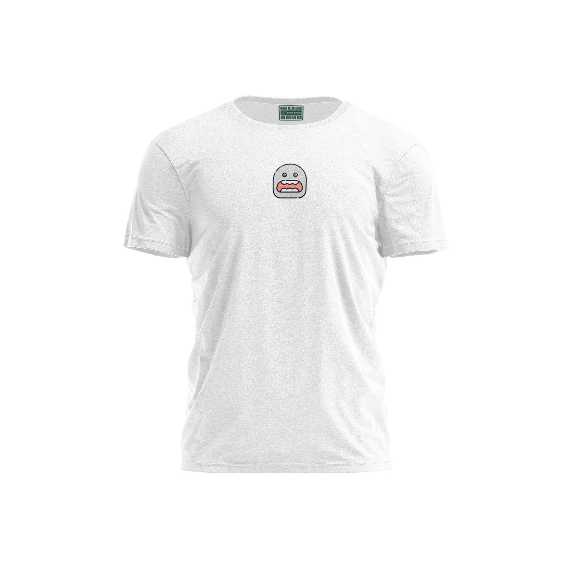 Bona Basics, Digitally Printed, Men's Basic T-Shirt,%100 Cotton, White, Casual, Men's Tops, Size: L