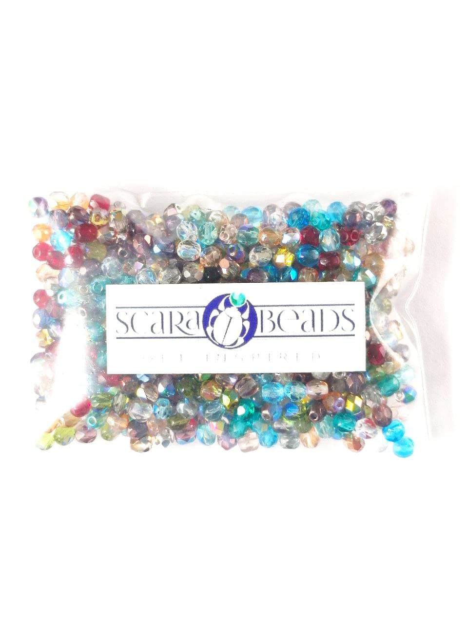 600 pieces Czech faceted glass beads, fire-polished, round, 4 mm, transparent mix - Image 4