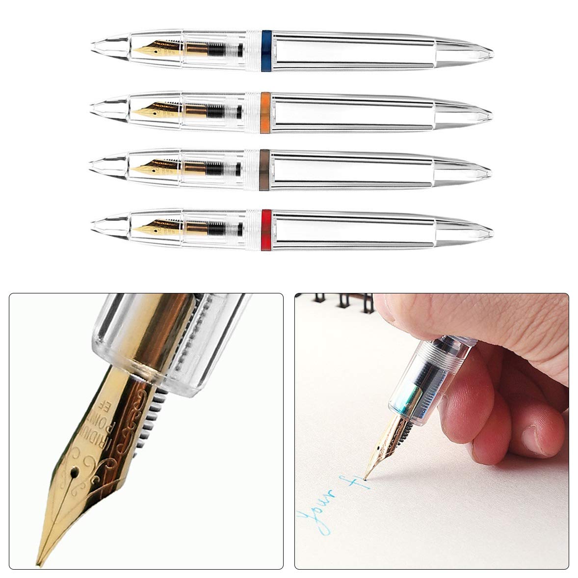 Thourmty Penna stilografica con Pennino da 0,5 mm con contagocce Penne Trasparenti ad Alta capacità Forniture Scolastiche per Ufficio per Studenti Regali di Scrittura cancelleria Rosso