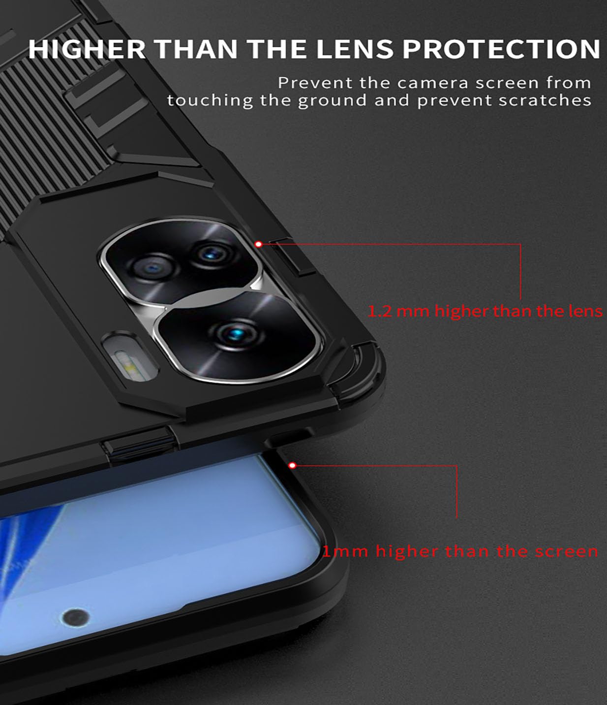 BORYA Cover per Honor 90 5G, Ultra Sottile Antiurto TPU+PC Bumper Custodia, Morbida Smerigliato Traslucido Silicone Case con Magnetico Supporto, Nero