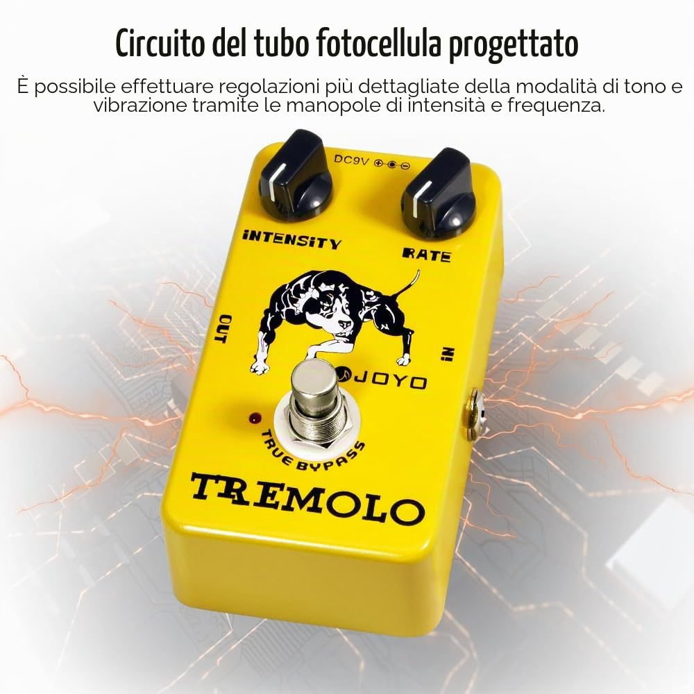 JOYO Pedale effetto tremolo Amati vecchi amplificatori Circuito tubo fotoelettrico Tremolo per effetto chitarra elettrica - True Bypass (JF-09)