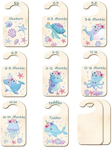 CRASPIRE Divisores de madera para armario de bebé, divisores de tamaño de ropa del océano, corona, organizadores de armario, decoración de guardería