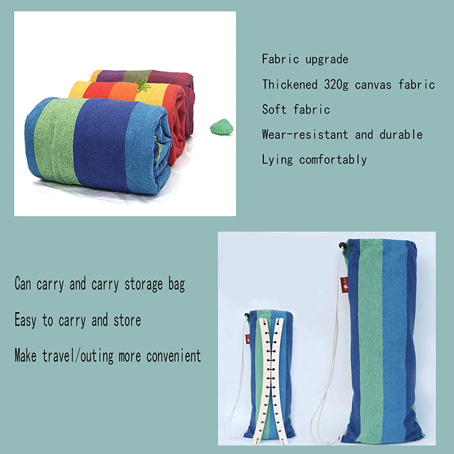 Hamak Hamaki Gruba Płócienna Huśtawka Hamakowa Z Torbą Do Noszenia Na Lato Camping Podróżowanie Piesze Wycieczki Piknik Ładowność Do 150 Kg Hamak kempingowy (Color : A, Size : 200 * 100cm)