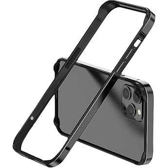 LINPING Aluminum Metal Bumper Frame Hard Case for iPhone 15pro, Slim Armor with Soft Interior, Raised Edge Protection (Black,