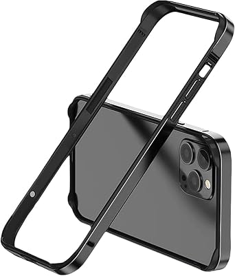 New Aluminum Frame Metal Bumper Frame Slim Hard Case Cover for iPhone 14 Pro max, Metal Frame Armor with Soft Inner Bumper, Raised Edge Protection Black, for 6.7" iPhone 14 pro max