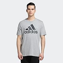 adidas Homme Essentials Big Logo Single Jersey Tee, Medium Grey Heather, Black, XL