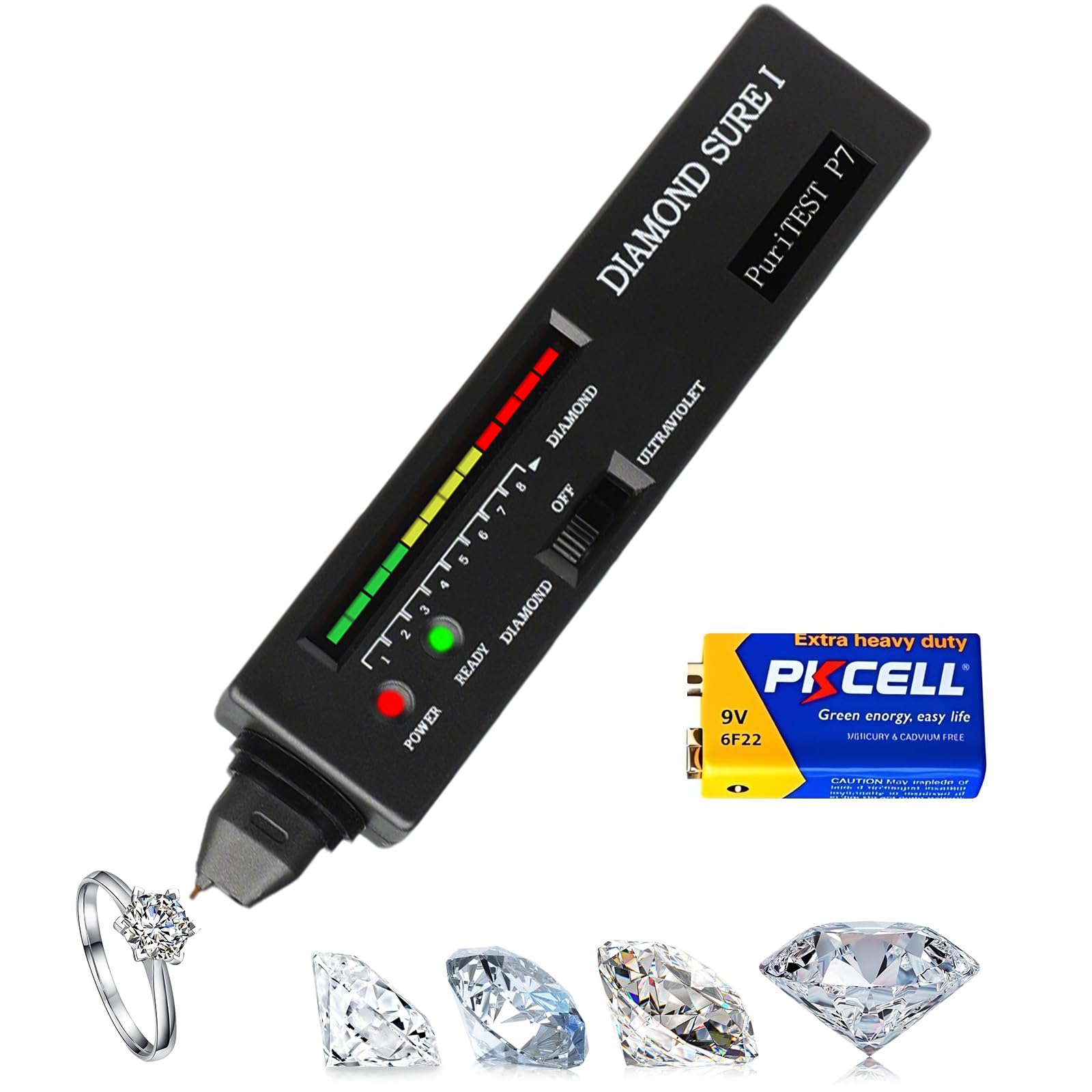Professioneller Diamant Tester Stift mit Wärmeleitfähigkeit Sensor & LED Display, 0,5s Erkennung für Gold & Edelstein Verifizierung