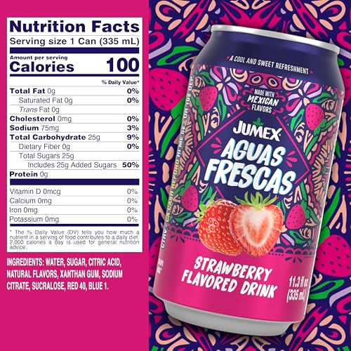 Jumex Aguas Frescas Strawberry - Classic Mexican Soft Drinks - Strawberry Drink for Cocktail Mixers & Mexican Food - Fruit Flavored Water - Non Carbonated Non Alcoholic Beverages - 11.3oz, 24 Pack