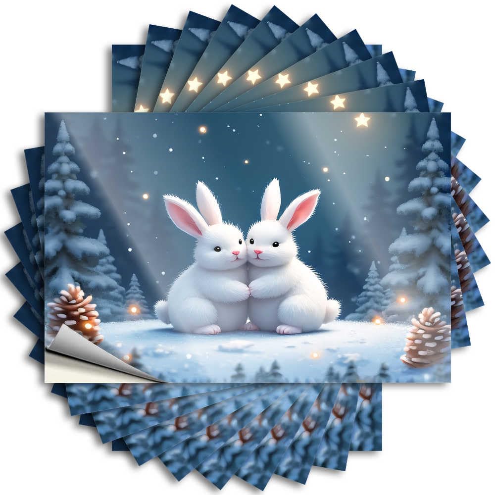 Fzfn Boys Colour Funky, Saying Military Garage Two White Rabbits In A Winter Wonderland | Coastal Waterproof Vinyl Stickers(6X9cm)