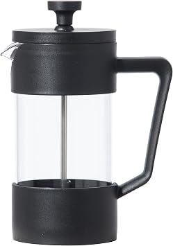 Oggi French Press Coffee Maker (12oz)- Borosilicate Glass, Coffee Press, Single Cup French Press, 3 cup Capacity, Black