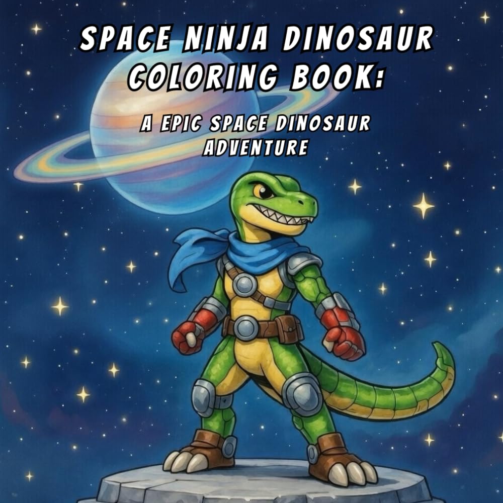Space Ninja Dinosaur Coloring Book: A Epic Space Dinosaur Adventure